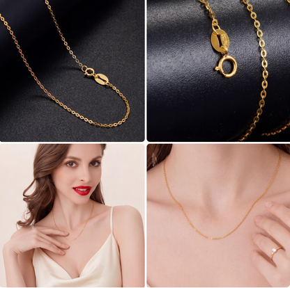 Solid 18K Gold Chain Necklace | Minimalist Dainty Choker | Fine Jewelry (0.5g-3g)