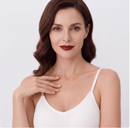 Solid 18K Gold Chain Necklace | Minimalist Dainty Choker | Fine Jewelry (0.5g-3g)