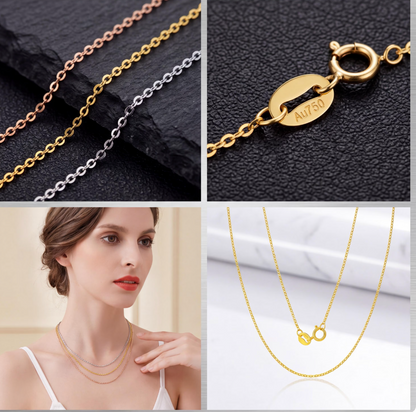 Solid 18K Gold Chain Necklace | Minimalist Dainty Choker | Fine Jewelry (0.5g-3g)