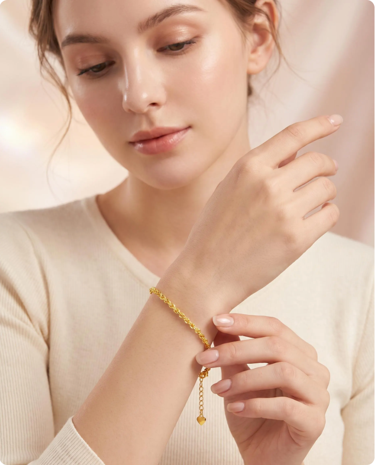 Solid 18K Gold Phoenix Tail Bracelet | Rose Gold Chain, Minimalist Fine Jewelry
