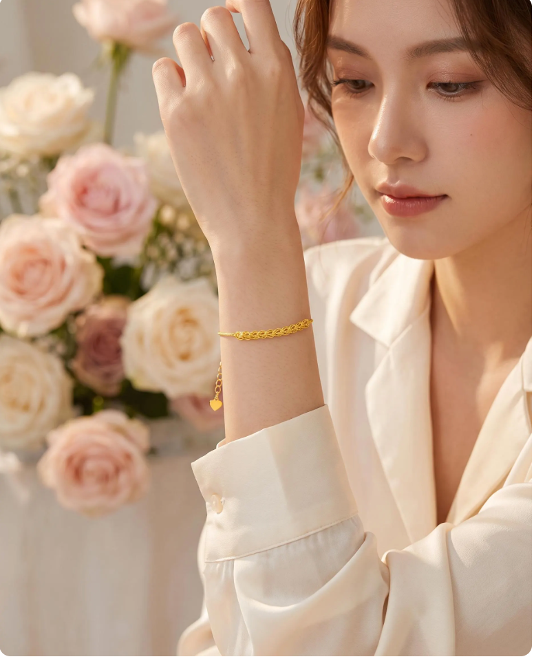 Solid 18K Gold Phoenix Tail Bracelet | Rose Gold Chain, Minimalist Fine Jewelry