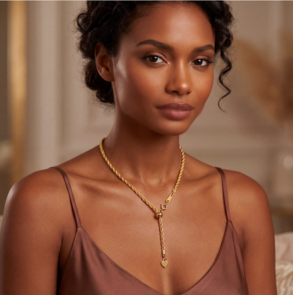 18K Solid Gold Rope Chain Necklace | 41-50cm | Yellow Gold | Adjustable