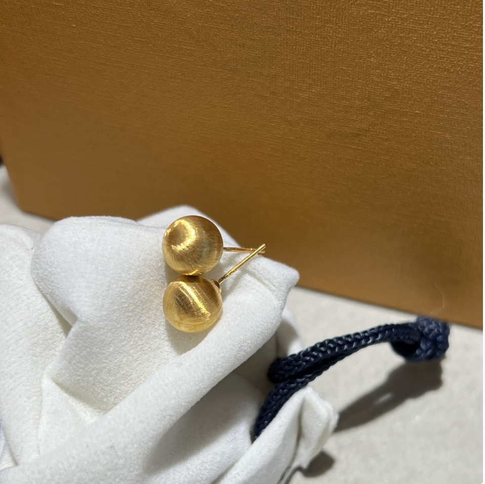 18K Solid Gold Ball Stud Earrings, AU750 Brushed Gold Studs, Leopard Print Earrings, Round Minimalist Earrings, Gift for Her