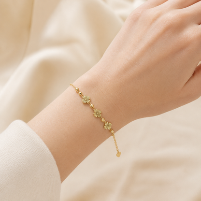 18K Solid Gold Butterfly Bracelet, Dainty Yellow Gold Chain, Minimalist Fine Jewelry