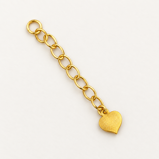 18K Solid Gold Chain Extender with Heart Charm