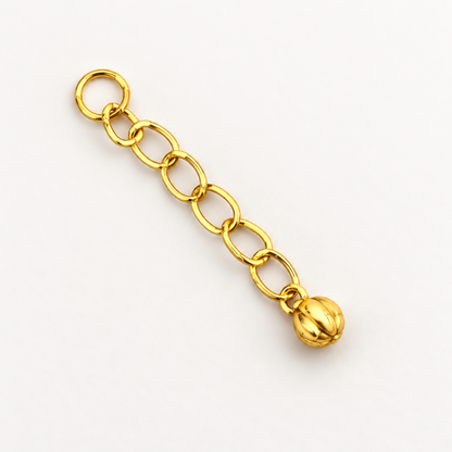 18K Solid Gold Chain Extender with Heart Charm