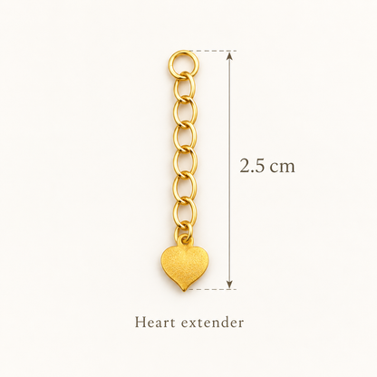 18K Solid Gold Chain Extender with Heart Charm