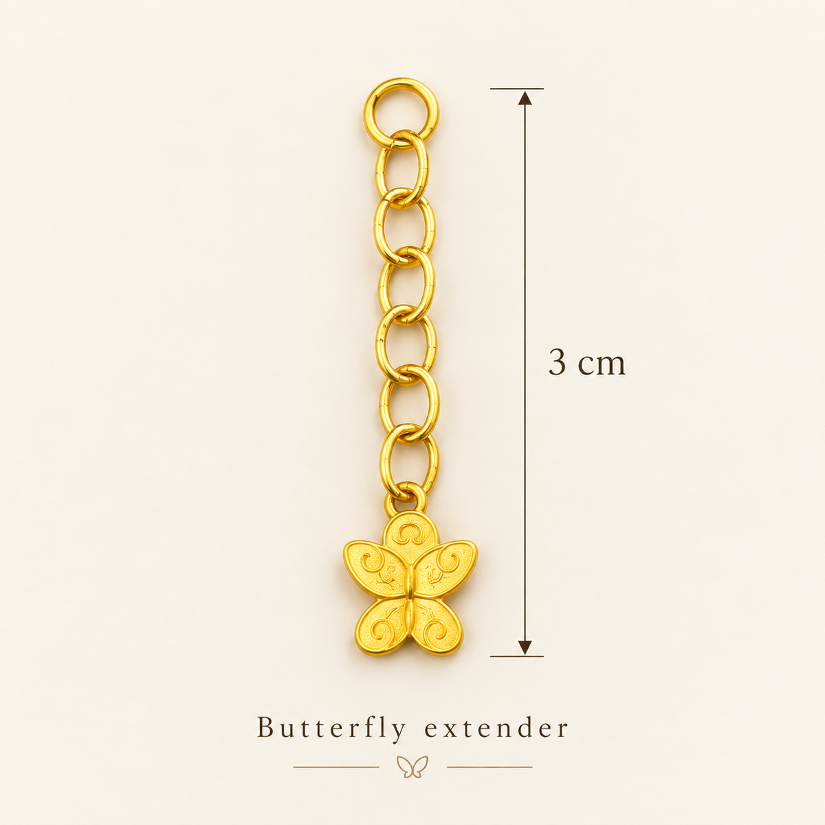 18K Solid Gold Chain Extender with Heart Charm