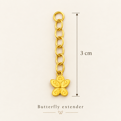 18K Solid Gold Chain Extender with Heart Charm