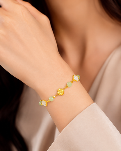 18K Solid Gold Four-Leaf Clover Bracelet – AU750