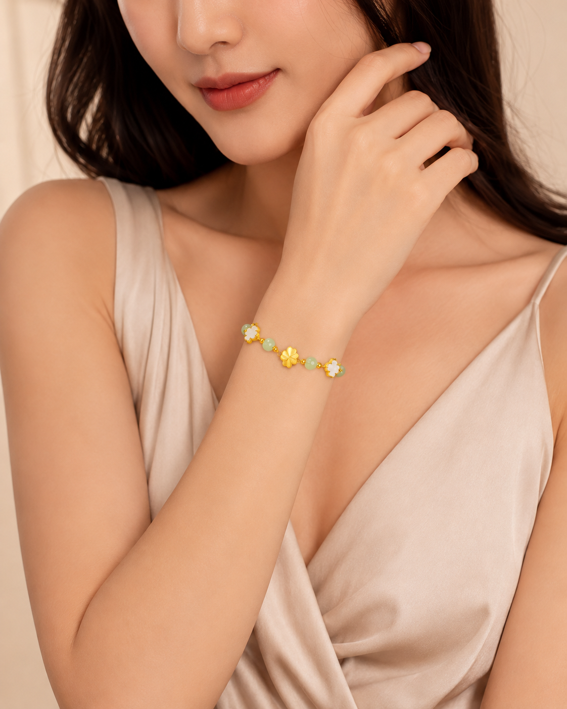 18K Solid Gold Four-Leaf Clover Bracelet – AU750