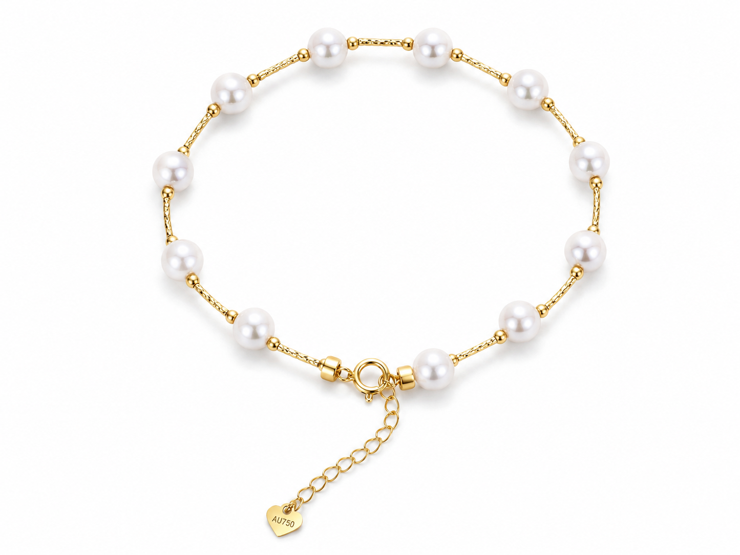 18K Gold Sea Water Pearl Bracelet, 5-6mm Round Pearls, Elegant Minimalist Style