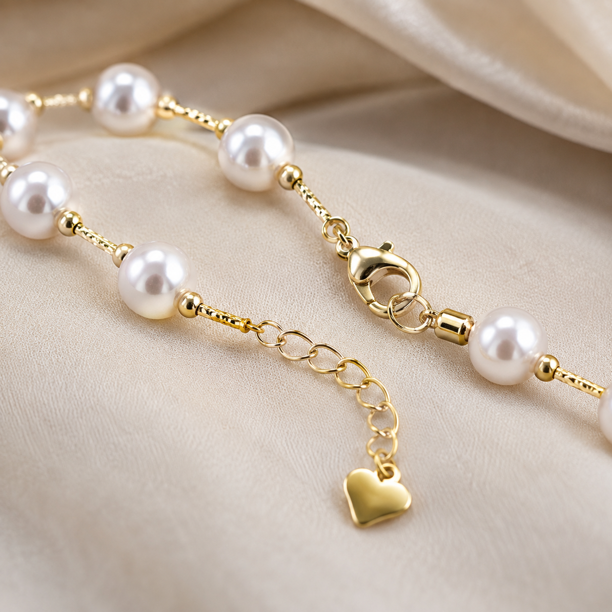 18K Gold Sea Water Pearl Bracelet, 5-6mm Round Pearls, Elegant Minimalist Style
