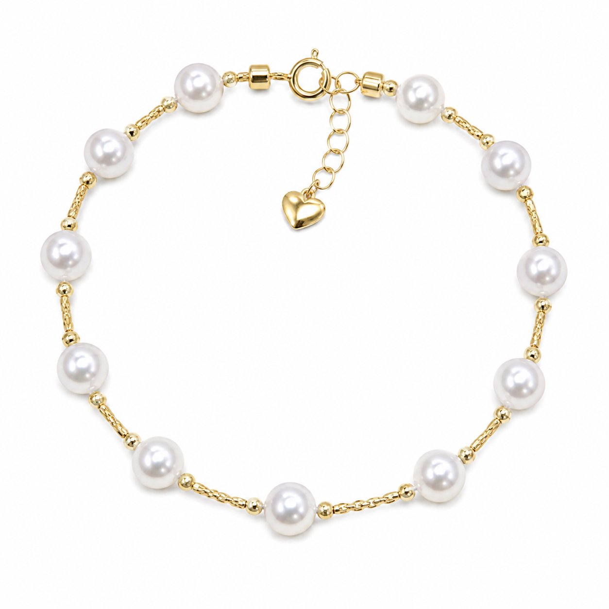 18K Gold Sea Water Pearl Bracelet, 5-6mm Round Pearls, Elegant Minimalist Style
