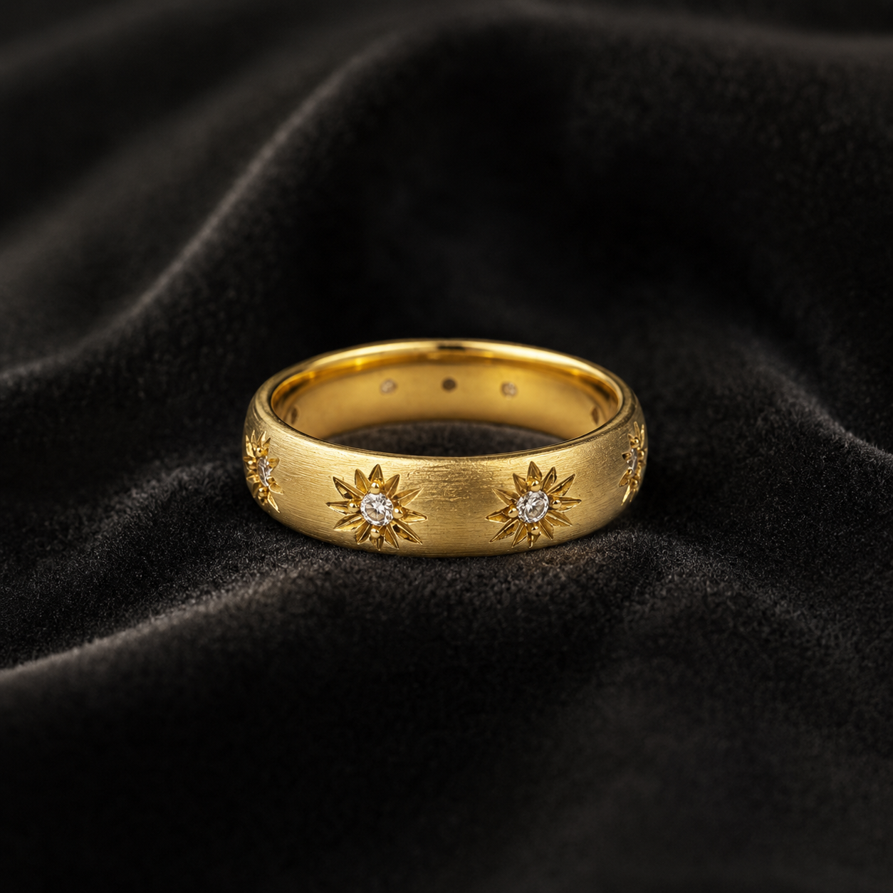 Gold Ring 18K Solid | Filigree Star Moissanite Band | Fine Jewelry Au750