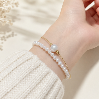 18K Solid Gold Pearl Bracelet – AU750