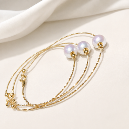 18K Solid Gold Pearl Bracelet – AU750