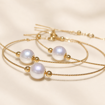 18K Solid Gold Pearl Bracelet – AU750