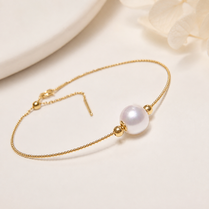 18K Solid Gold Pearl Bracelet – AU750