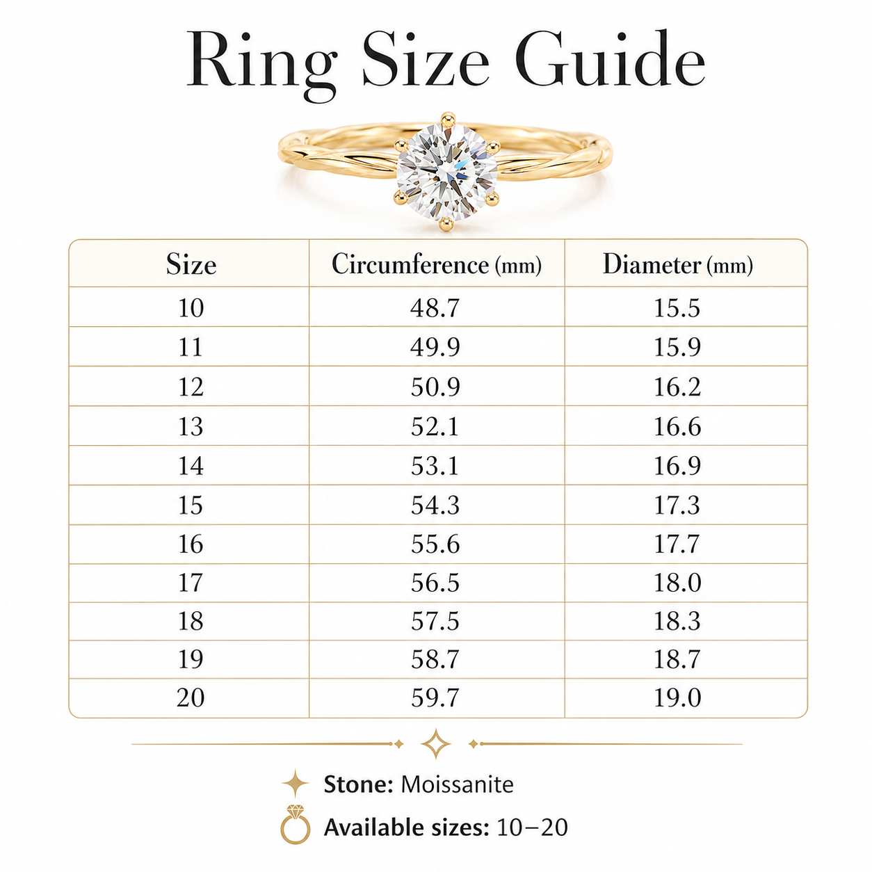 18K Solid Gold Twisted Moissanite Solitaire Ring, Dainty Engagement Band