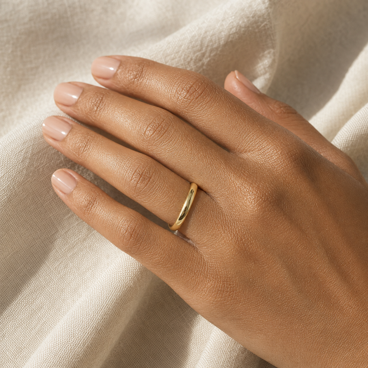Gold Ring 18K Solid | Plain Band Smooth Geometric | Fine Jewelry Au750
