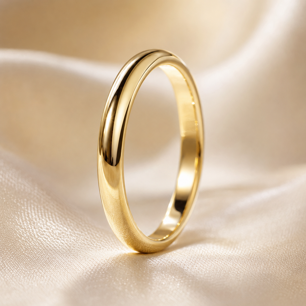 Gold Ring 18K Solid | Plain Band Smooth Geometric | Fine Jewelry Au750