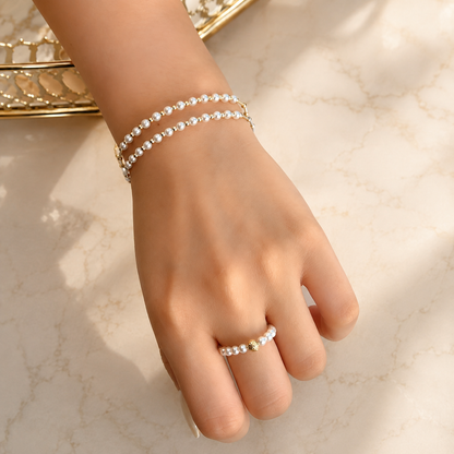 18K Solid Gold Akoya Pearl Bracelet – 3.5–4.5mm Pearls