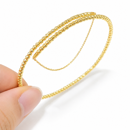 18K Solid Gold Double Row Faceted Bead Bracelet – AU750