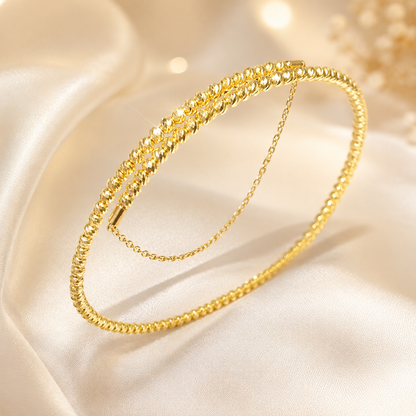 18K Solid Gold Double Row Faceted Bead Bracelet – AU750