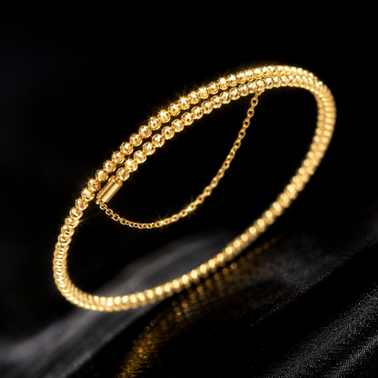 18K Solid Gold Double Row Faceted Bead Bracelet – AU750
