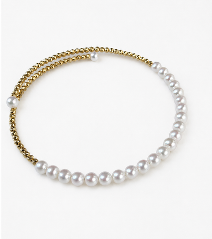 18K Solid Gold & Natural Freshwater Pearl Bracelet