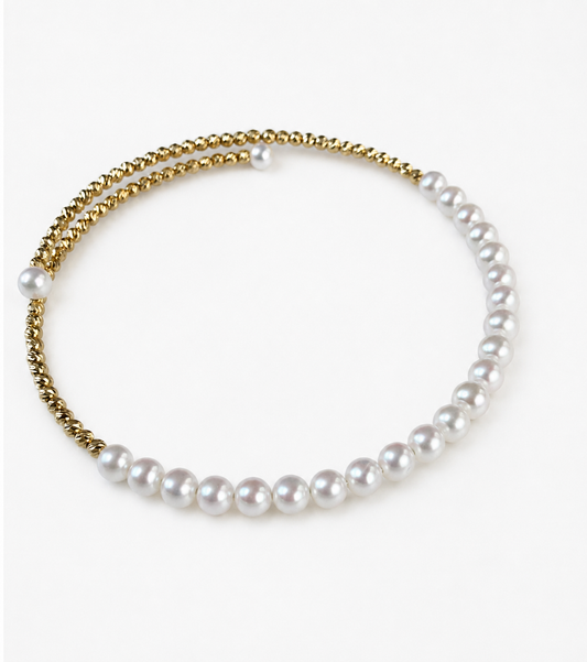 18K Solid Gold & Natural Freshwater Pearl Bracelet