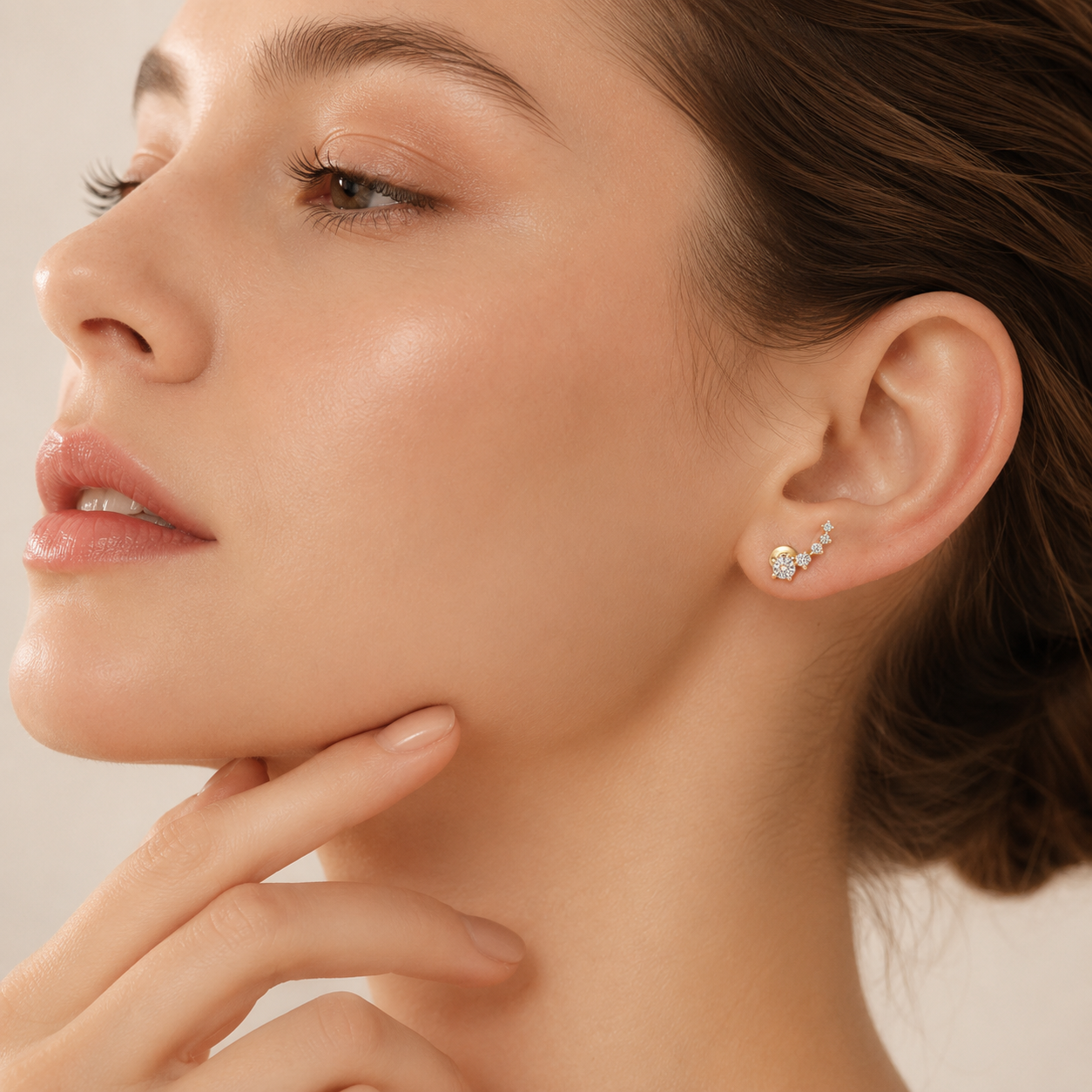 Solid 10K Gold Moissanite Ear Climber Earrings – Graduated Diamond Alternative