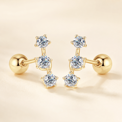 10K Gold Three-Stone Moissanite Ear Climbers