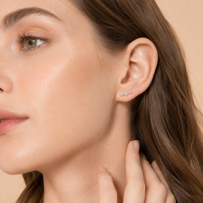 10K Gold Three-Stone Moissanite Ear Climbers