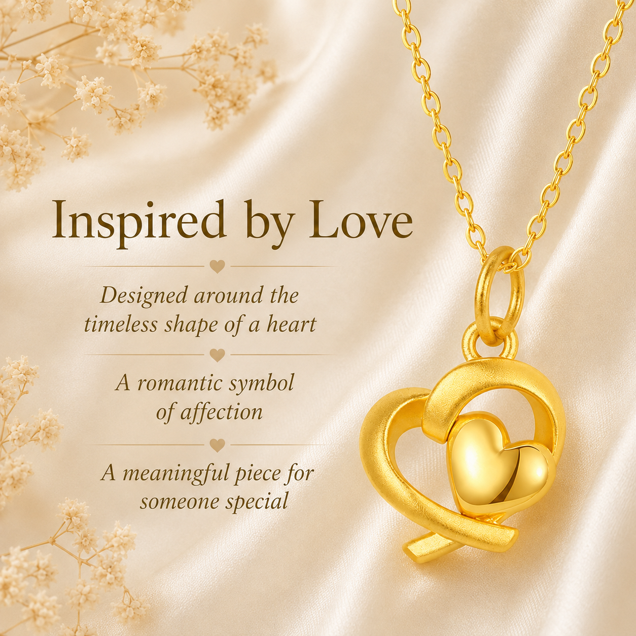 Solid Gold Heart Pendant Necklace, 999 Pure Gold 24K, Heart Charm, 18K Gold Chain Option, Gift