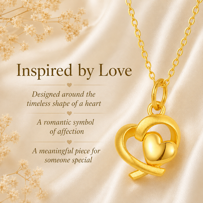 Solid Gold Heart Pendant Necklace, 999 Pure Gold 24K, Heart Charm, 18K Gold Chain Option, Gift