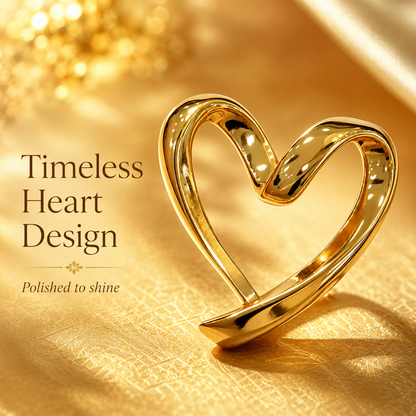 Solid 18K Gold Heart Pendant, AU750 Open Heart Charm, Hollow Heart Necklace Charm, Minimalist