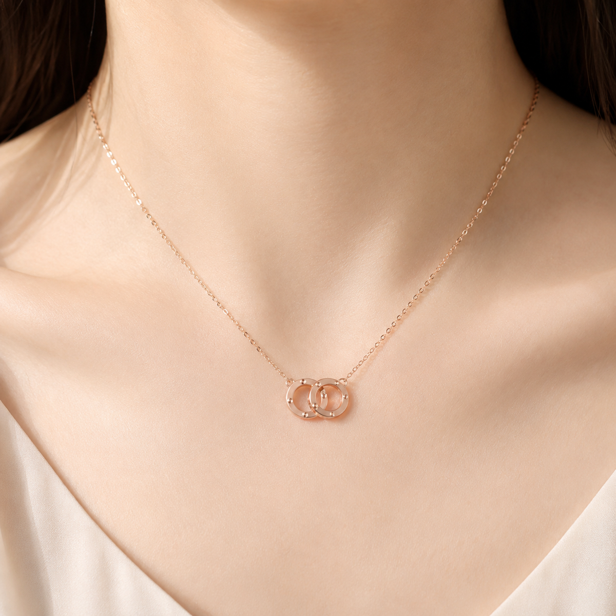 18K Solid Gold Interlocking Rings Jewelry Set