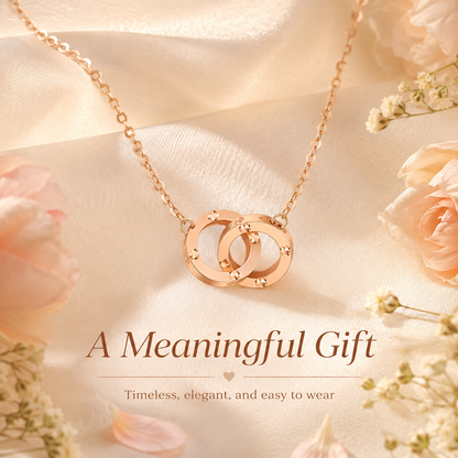 18K Solid Gold Interlocking Rings Jewelry Set