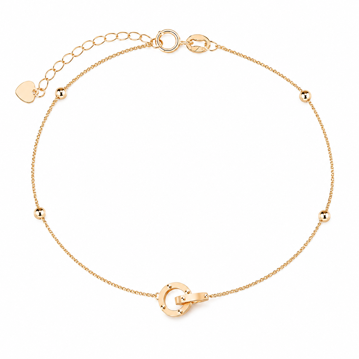18K Solid Gold Interlocking Rings Jewelry Set