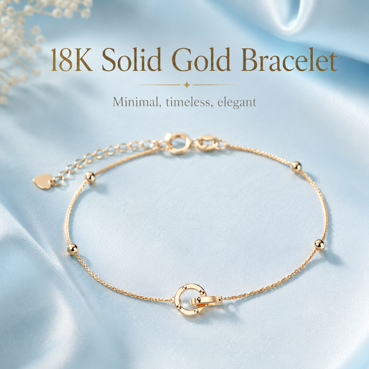 18K Solid Gold Interlocking Rings Jewelry Set