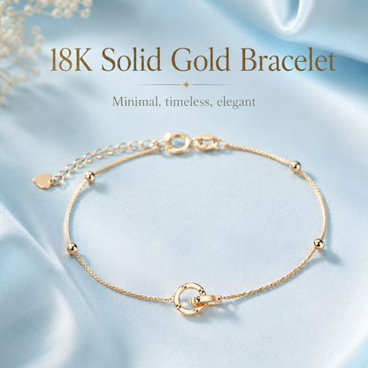 18K Solid Gold Interlocking Rings Jewelry Set