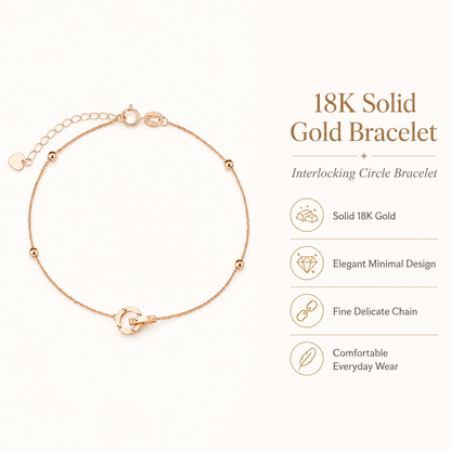 18K Solid Gold Interlocking Rings Jewelry Set