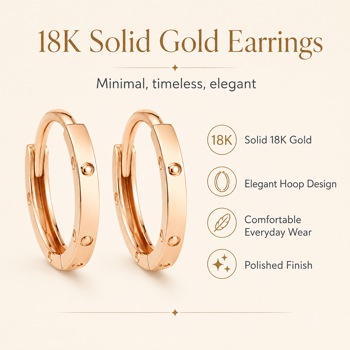 18K Solid Gold Interlocking Rings Jewelry Set