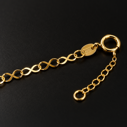 18K Solid Gold Infinity Bracelet, AU750 Figure 8 Chain, Minimalist Adjustable Jewelry
