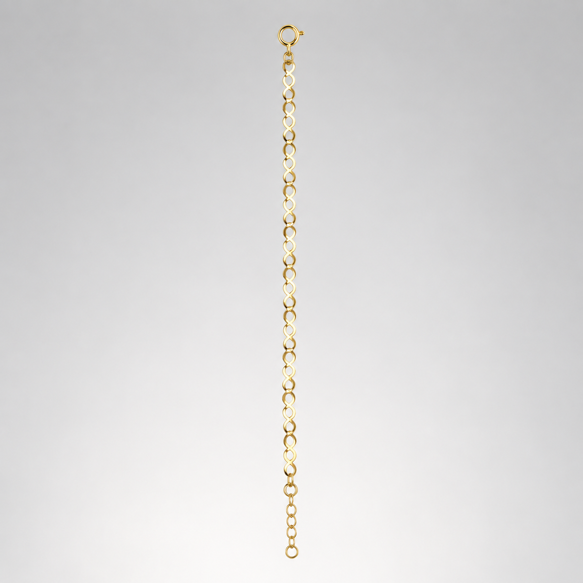 18K Solid Gold Infinity Bracelet, AU750 Figure 8 Chain, Minimalist Adjustable Jewelry