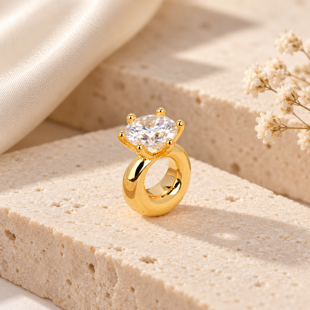 18K Solid Gold Moissanite Solitaire Pendant
