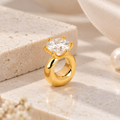 18K Solid Gold Moissanite Solitaire Pendant