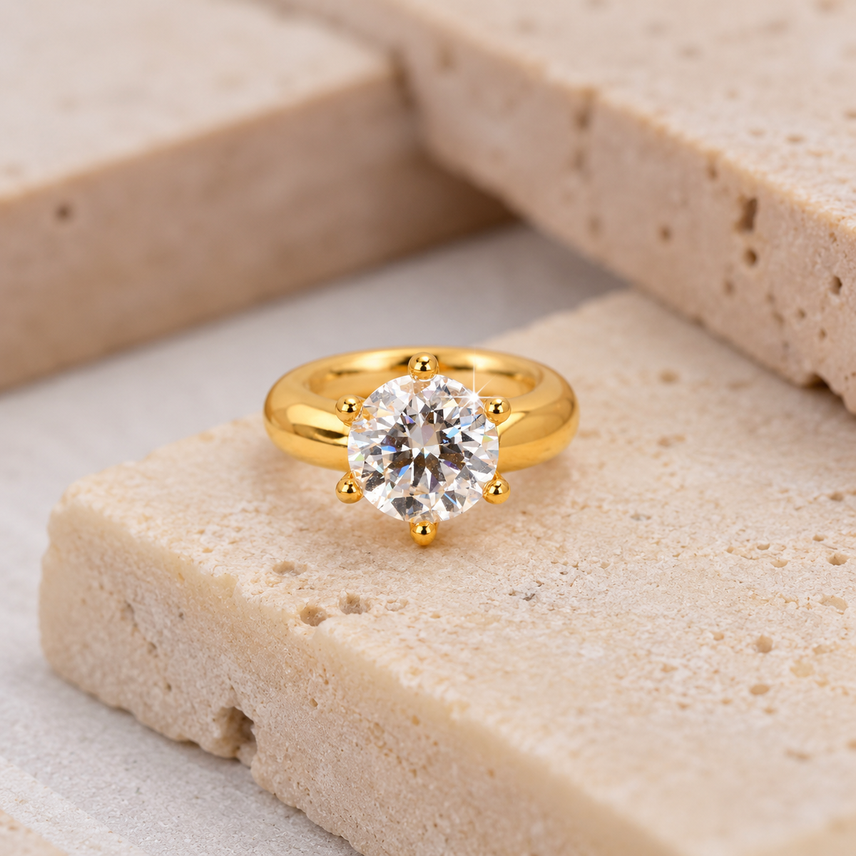 18K Solid Gold Moissanite Solitaire Pendant
